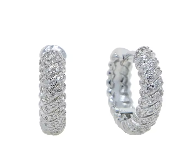 Pave Hoops Silver